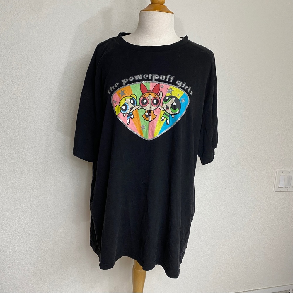 Cartoon Network Women Black Power Puff Girls Graphic Crew T-Shirt Size XL Casual